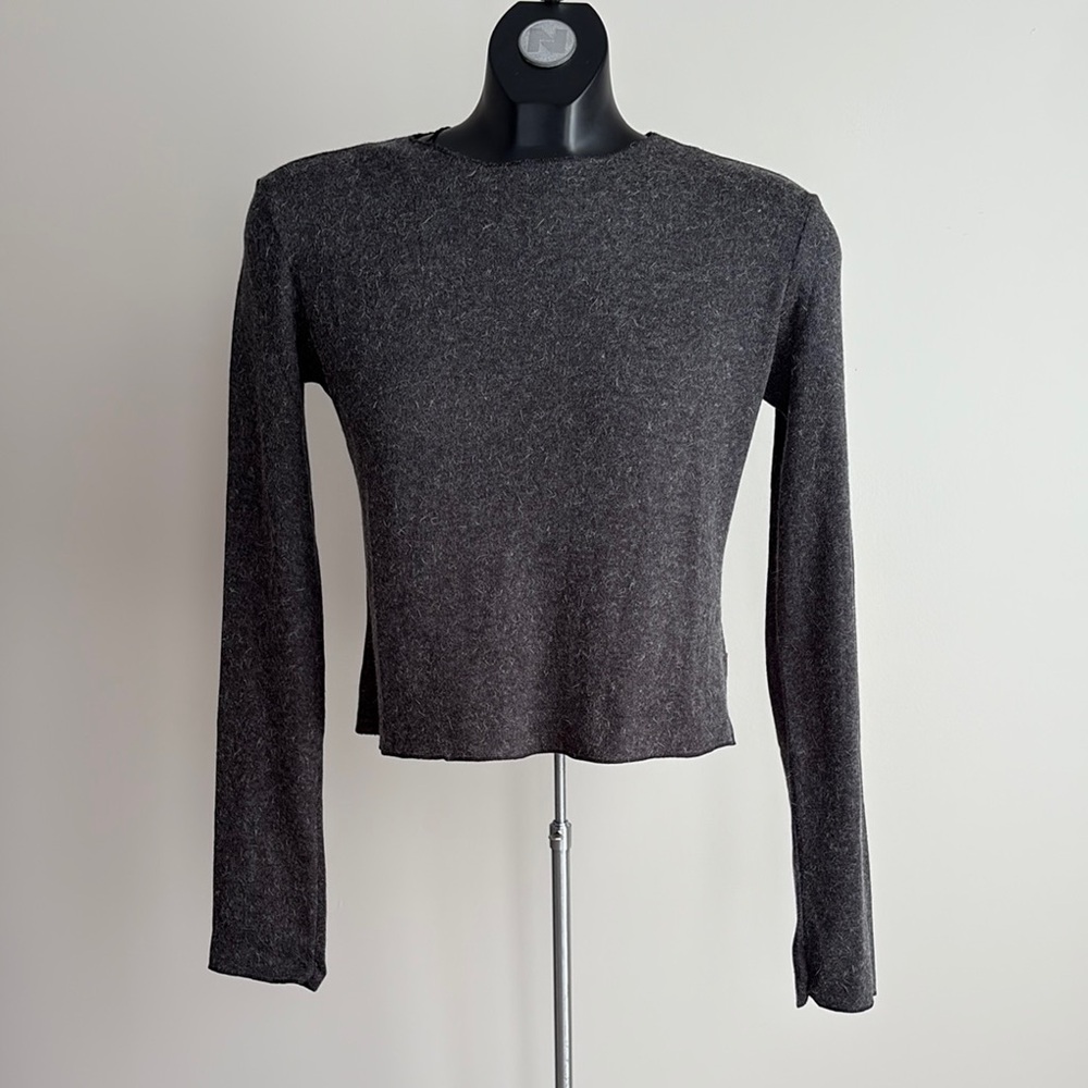 Elegant Dark Gray Long Sleeve Women's Top